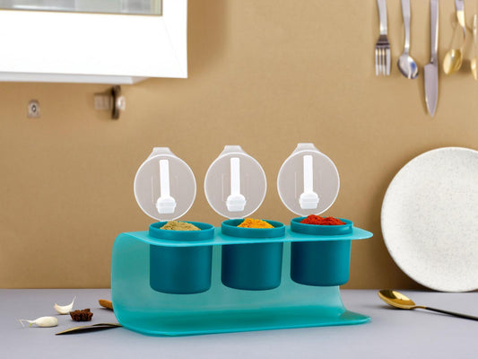 3pcs Lid Container & Spoon with Stand for Multipurpose Use